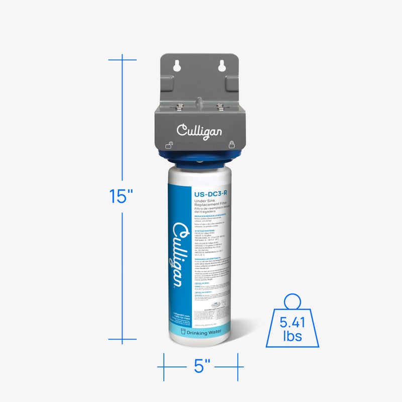 Culligan نظام فلترة المياه تحت الحوض كوليجان US-DC3، اتصال مباشر، فلترة رائدة ممتازة، يزيل 99% من الرصاص، الكلور، الطعم والرائحة، 4,750 جالون، خرطوشة لمدة 12 شهر، 1.5 جالون في الدقيقة - Image 4